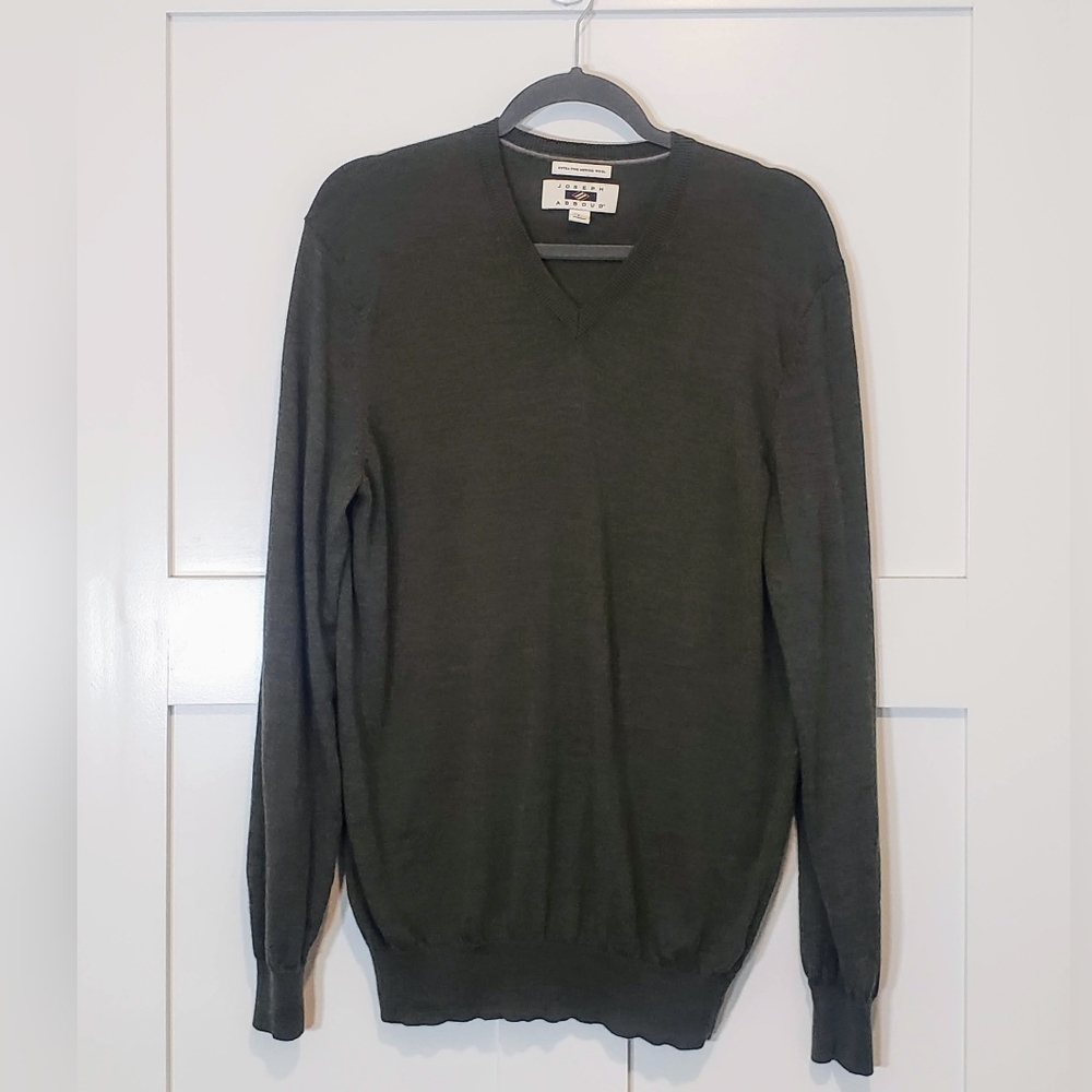 Joseph Abboud Merino Wool 100% Extra Fine Sweater  Size Large Olive Green
